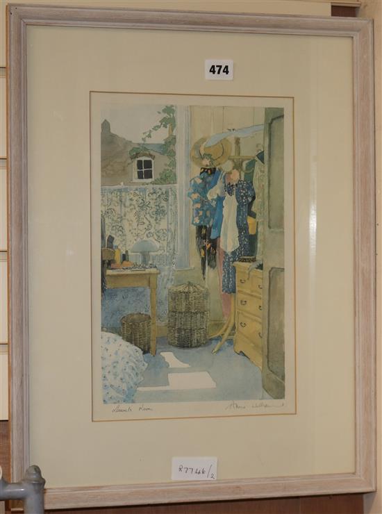 Anne Williams, interior Laurels Room, signed, 33 x 21cm